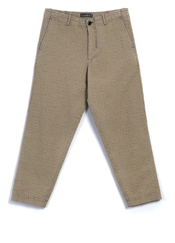 TRYGVE | Wide Cut Cropped Trousers | Beige Trousers Brand Named