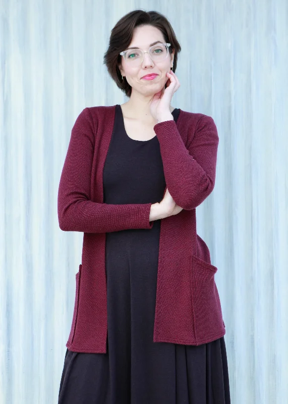 Maroon Quinn Cardigan Fleece Cardigan Nylon Polyester