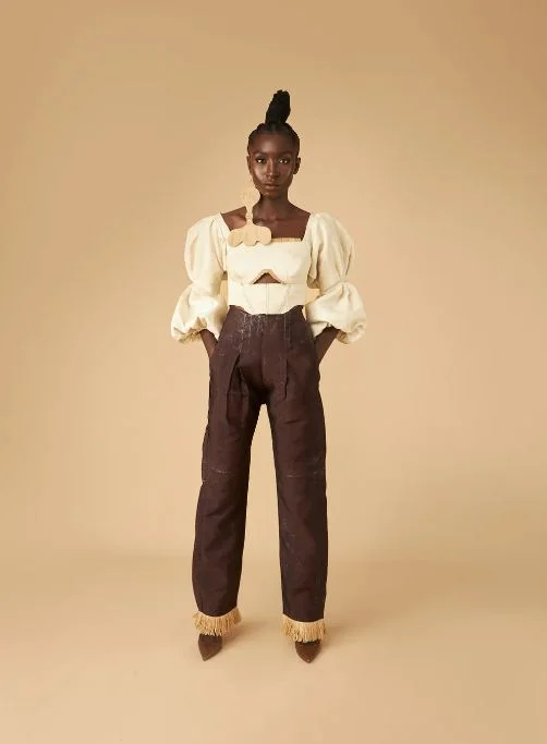 Yagazie Asooke and Raffia Trouser Set Trousers Velvet Soft