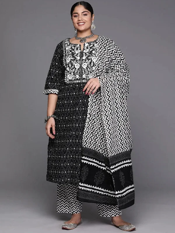 Black Printed Cotton Straight Kurta With Trousers and Dupatta Trousers Bestseller Popular Black Printed Cotton Straight Kurta With Trousers and Dupatta Trousers Bestseller Popular