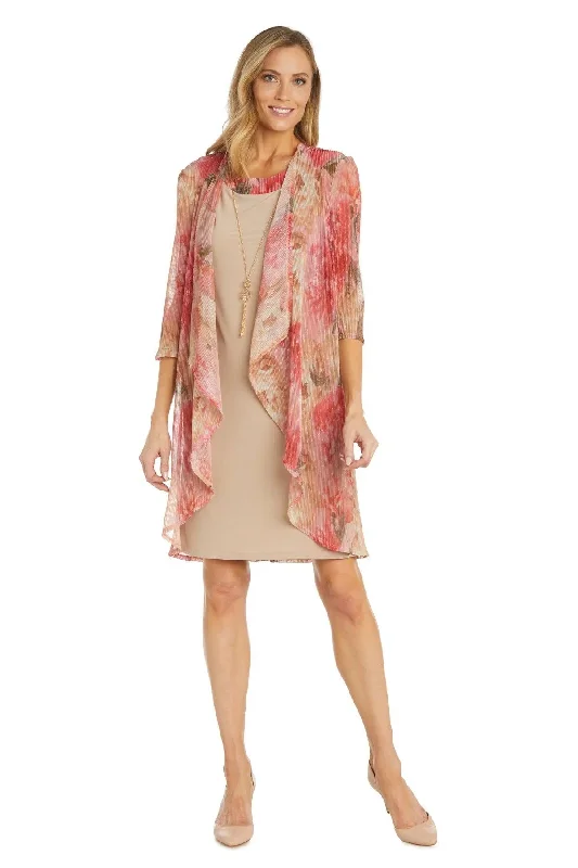 R&M Richards 1097 Short Printed Metallic Jacket Dress Elasticated Jacket Padded Jacket Insulated Jacket