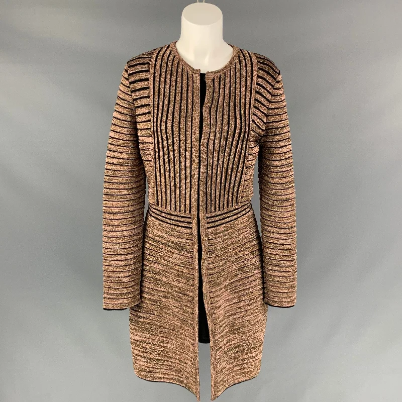 M MISSONI Size 8 Gold & Black Wool / Viscose Knitted Coat Turtleneck Jacket Crew Neck Jacket V-Neck Jacket M MISSONI Size 8 Gold & Black Wool / Viscose Knitted Coat Turtleneck Jacket Crew Neck Jacket V-Neck Jacket