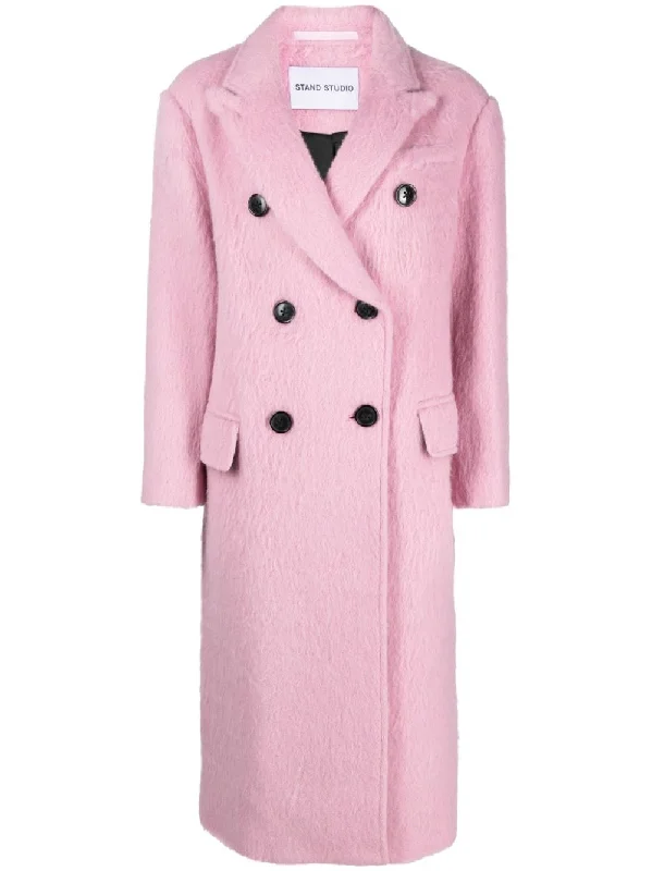 ESSA BRUSHED DOUBLE-BREASTED WOOL-BLEND COAT Hooded Caped Scarf