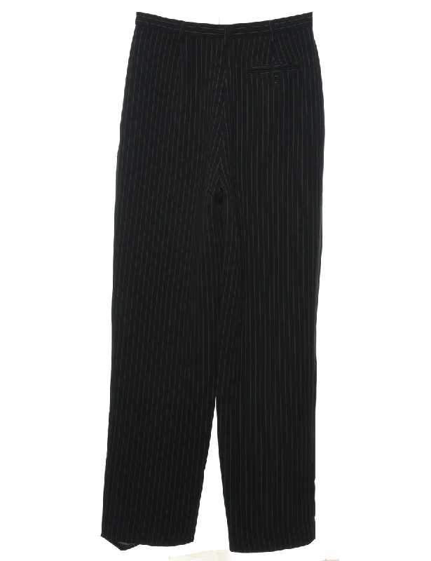Striped Trousers - W30 L32 High Waist Slim Fit Ankle Length