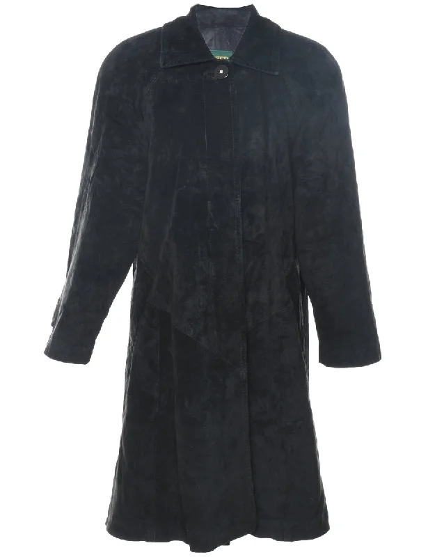 Long Black Button-Front Suede Jacket - XS Striped Jacket Polka Dot Jacket Floral Jacket Long Black Button-Front Suede Jacket - XS Striped Jacket Polka Dot Jacket Floral Jacket