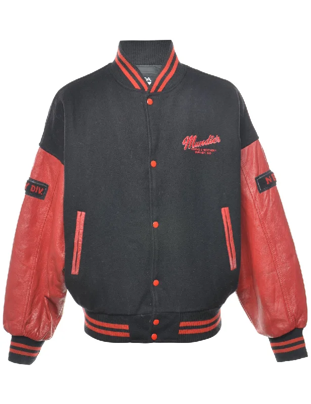 Classic Red & Black Canada Varsity Jacket - L Wool Jacket Cashmere Jacket Tweed Jacket Classic Red & Black Canada Varsity Jacket - L Wool Jacket Cashmere Jacket Tweed Jacket