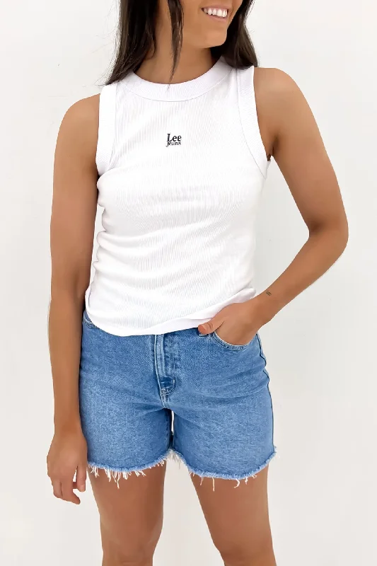 Essential Rib Tank Timeless White flexible tank top