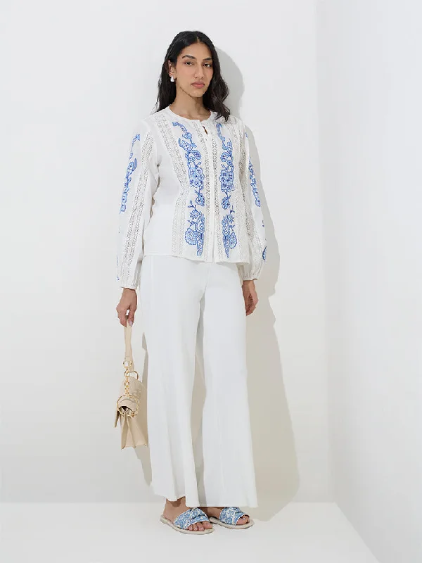 LOV White Wide-Leg High-Rise Trousers Trousers practical durable