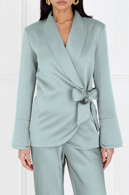 "The Sarah" Wrap Blazer (Icy Sage) Women's Unique Blazer