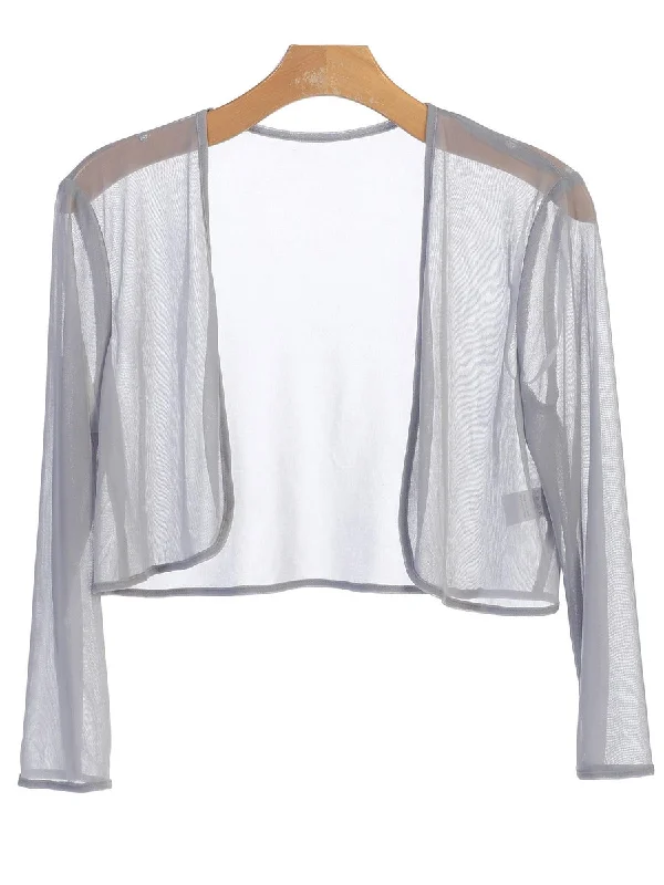 Silver 4XL Chiffon Formal Bolero Evening Jacket Sale Zippered Jacket Buttoned Jacket Snapped Jacket Silver 4XL Chiffon Formal Bolero Evening Jacket Sale Zippered Jacket Buttoned Jacket Snapped Jacket