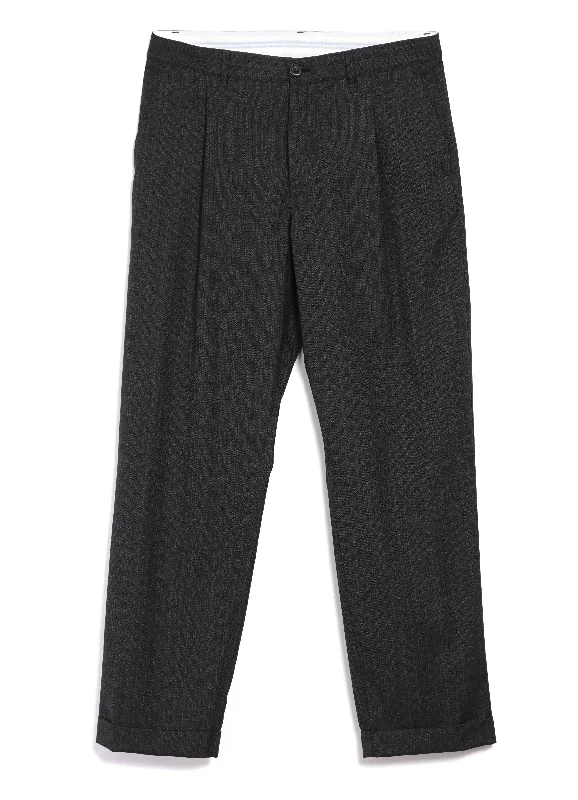 SUNE 28-37-7 | Pleated Wide Cut Trousers | Brown Grey Trousers Yoga Stretchy