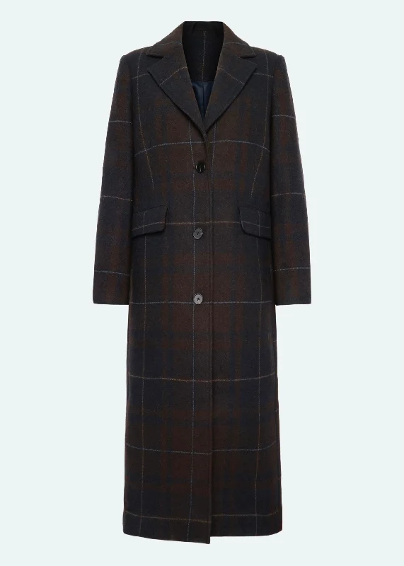 Eloises Wool Coat Plaid Tartan Floral