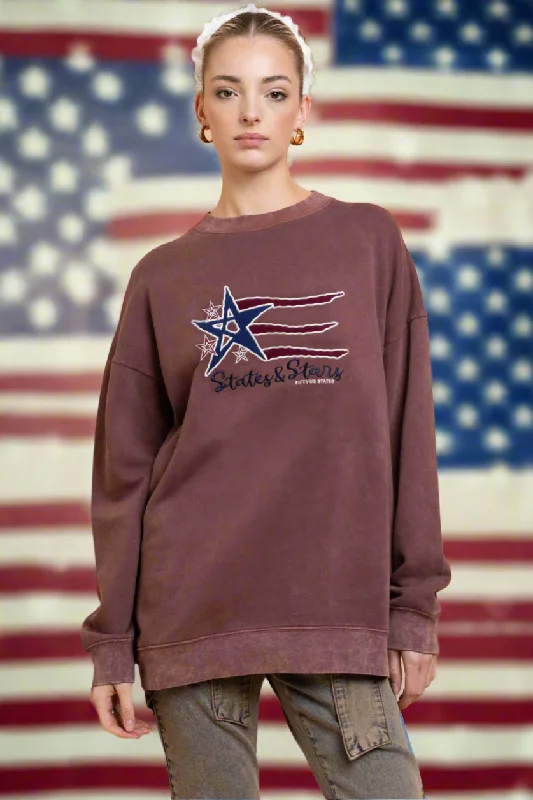 Daisy Street States and Stars Vintage Sweater Welt Pockets Slit Pockets Flap Pockets