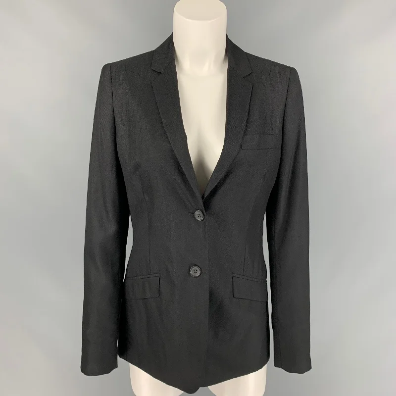 CALVIN KLEIN COLLECTION Size 6 Black Cashmere / Silk Jacke Blazer Women's Premium Blazer CALVIN KLEIN COLLECTION Size 6 Black Cashmere / Silk Jacke Blazer Women's Premium Blazer