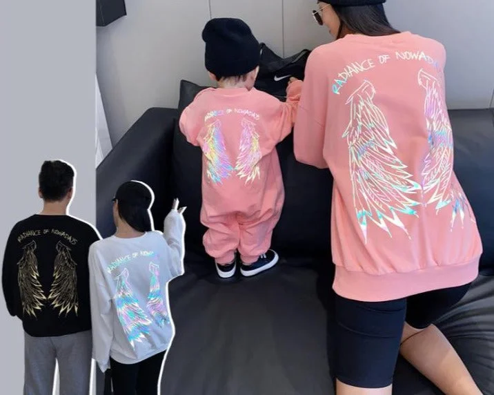 Family Matching Colorful Wings Sweater Open Front Closed Front Wrap Front