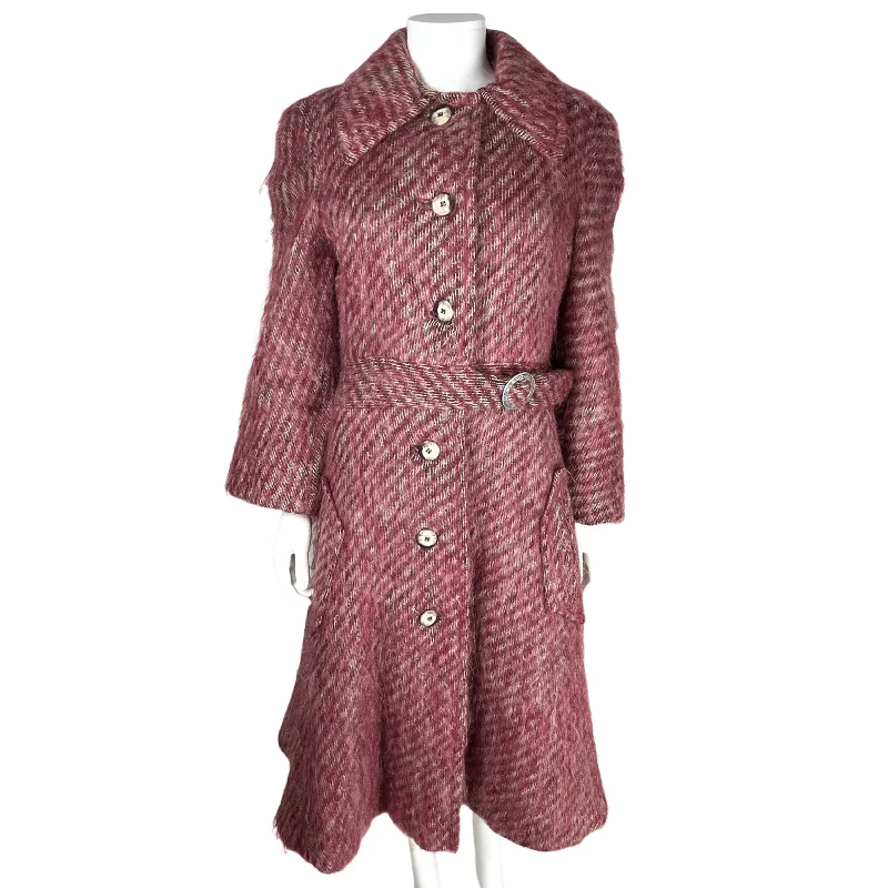 1960s Vintage Mohair Coat Irving Samuel Ladies Size S M Solid Print Jacquard