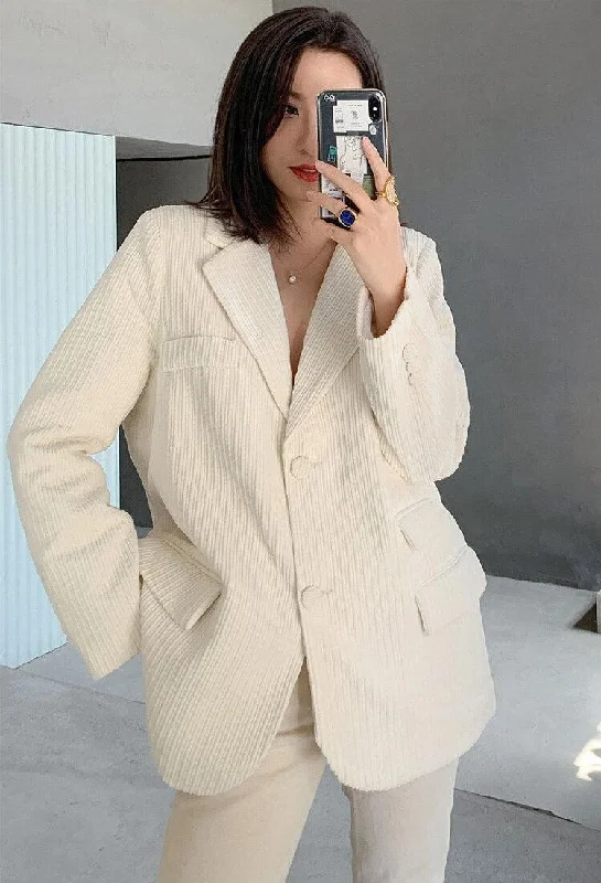 Light Academia Corduroy Blazer Women's Luxurious Jacket