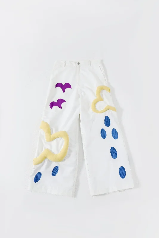 EMBROIDERED COTTON FLARED TROUSERS Trousers Floral Bohemian