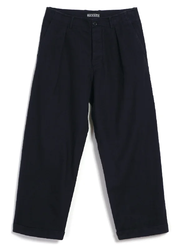 BOBBY | Super Wide Pleated Trousers | Navy Trousers Designer Luxury