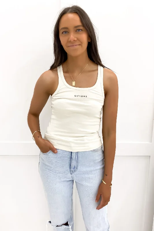 Minimal Thrills Scoop Tank Heritage White floral tank top
