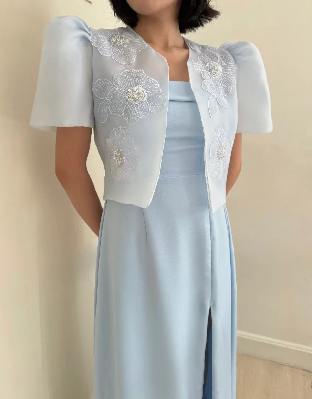 Cristina blazer (POWDER BLUE w/ EMBROIDERY) Women's High-End Blazer