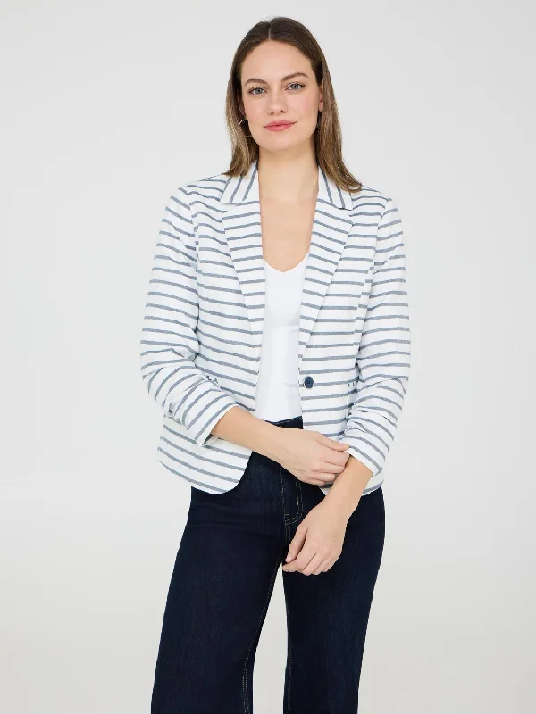 1-Button Striped Blazer Women's Pencil Blazer