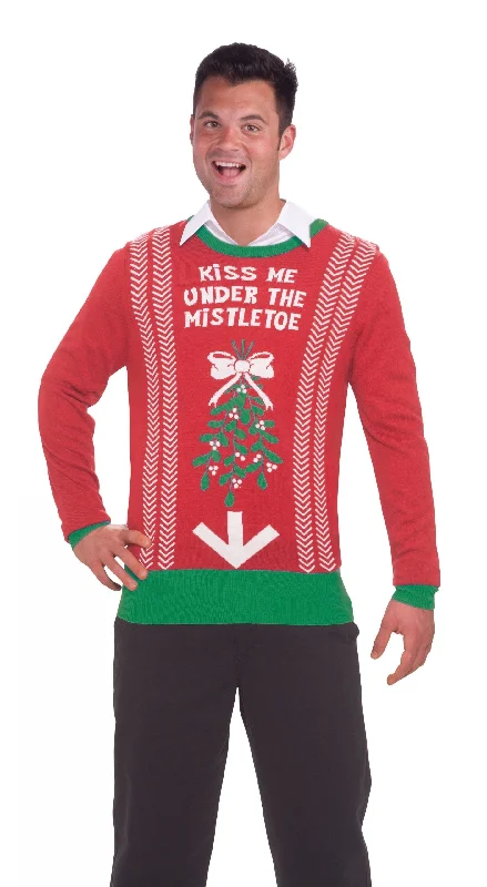 Mistletoe Sweater Adult Red Christmas Jumper Toggled Drawstring Belted