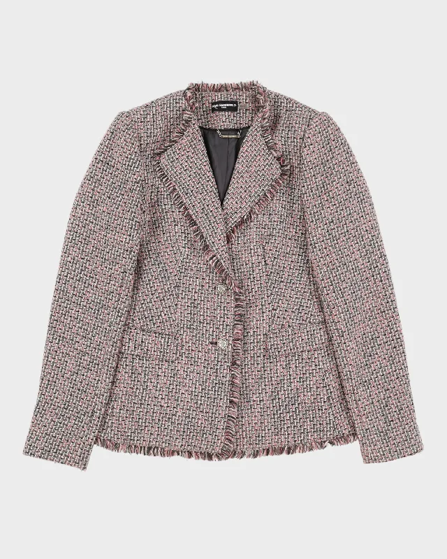 Karl Lagerfeld Pink And Black Woven Blazer - S Women's Warm Suit