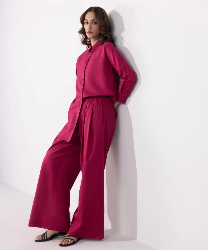Linen Blend Pleated Trousers Trousers sophisticated sleek