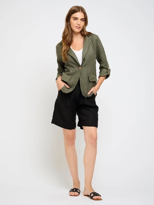 Linen Blazer - Green Vine Linen Women's Suit