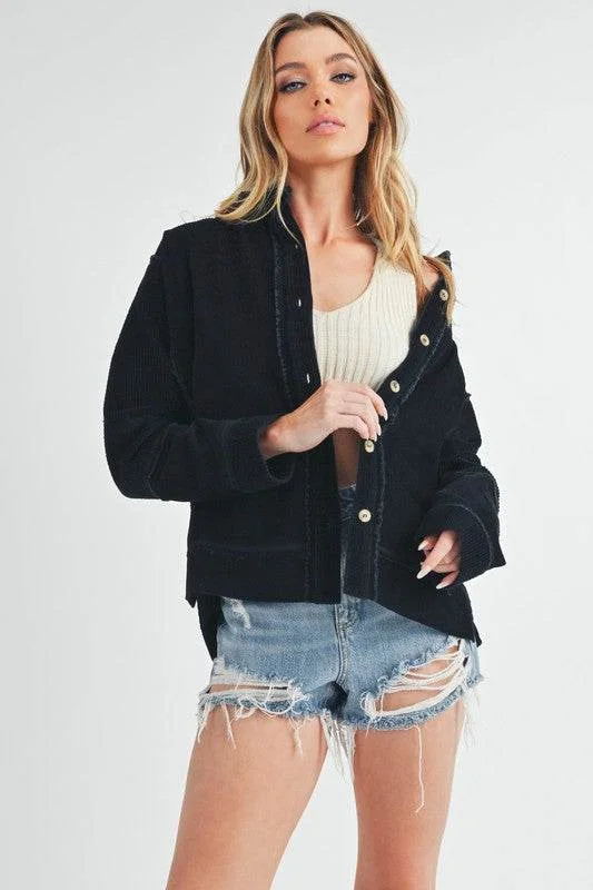 Aemi + Co Side Slit Exposed Seam Button Up Corduroy Jacket Satin Jacket Silk Jacket Chiffon Jacket Aemi + Co Side Slit Exposed Seam Button Up Corduroy Jacket Satin Jacket Silk Jacket Chiffon Jacket