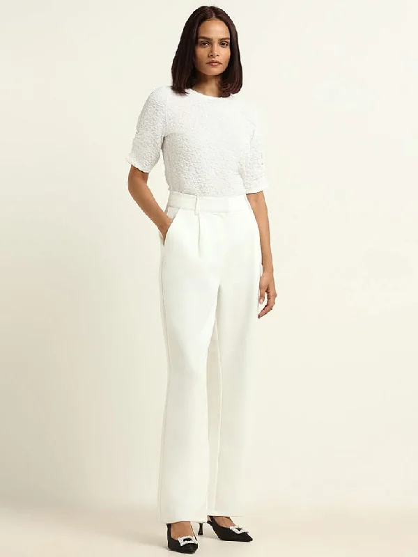 Wardrobe Plain White Trousers Trousers fashionable chic