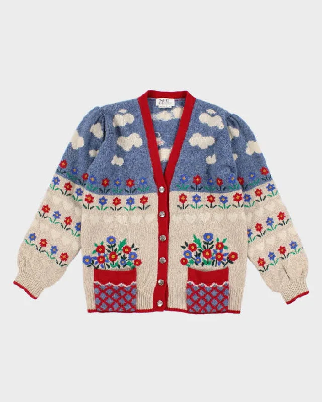 Vintage 90s Darling Cottagecore Wool Cardigan - S Chenille Fabric Brocade Fabric Lace Fabric Vintage 90s Darling Cottagecore Wool Cardigan - S Chenille Fabric Brocade Fabric Lace Fabric