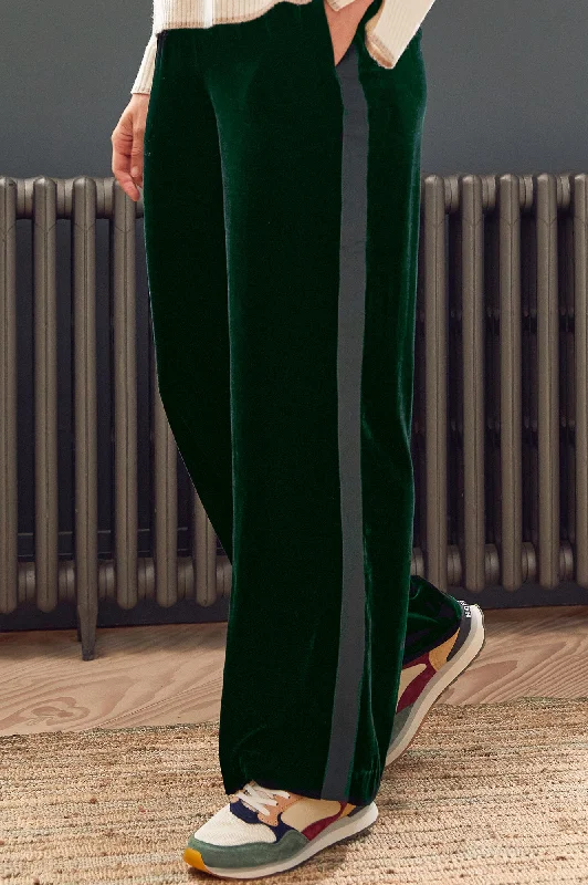 Velvet Side Stripe Trousers | Emerald Trousers Prom Sequined