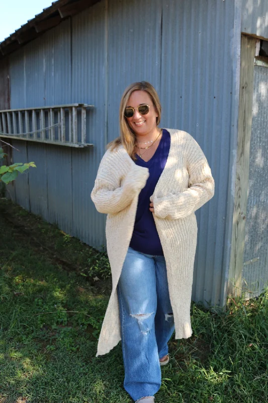 Forgot All About You Oatmeal Cardigan Velvet Chenille Corduroy