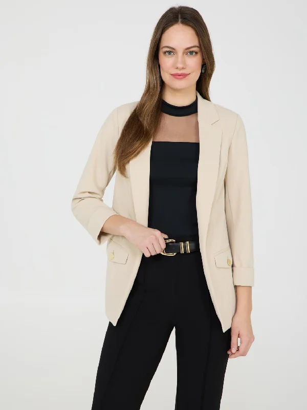 Cuffed 3/4 Sleeve Blazer Plus Size Women's Coat