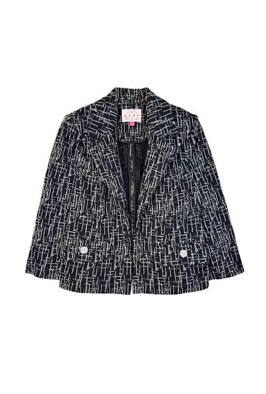 BURU x Val Knit Blazer - Black Geo Knit Women's Designer Suit