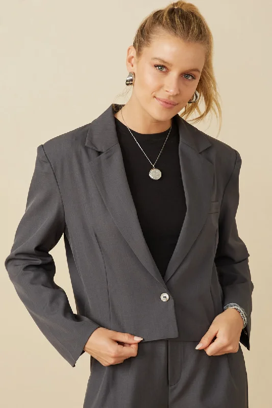 One Button Cropped Blazer Women's Fashion Blazer