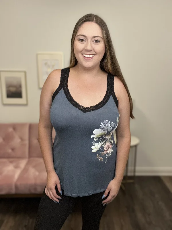 Every Flower Blooms Women's Floral Lace Tank Top fitness tank top
