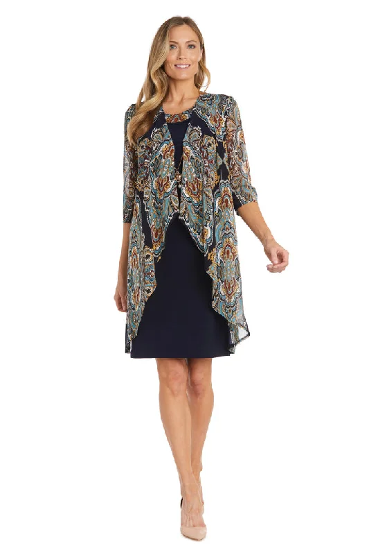R&M Richards 1567 Short Mother of the Bride Jacket Print Dress Zippered Front Buttoned Front Snap Front R&M Richards 1567 Short Mother of the Bride Jacket Print Dress Zippered Front Buttoned Front Snap Front