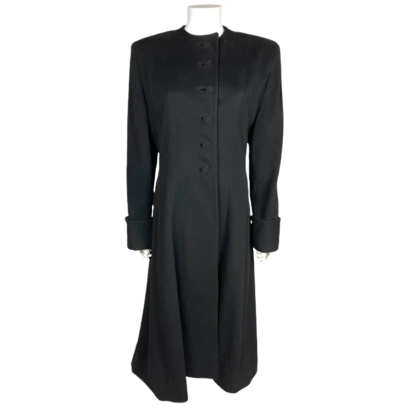 Vintage 1940s Ladies Coat Black Wool Princess Style Size M Striped Polka Dot Solid