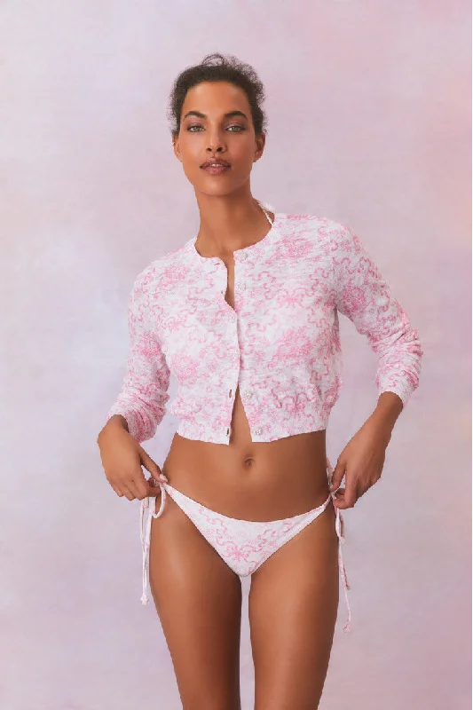 Pinky Bow Print Cardigan Cardigan Knitwear Sweater