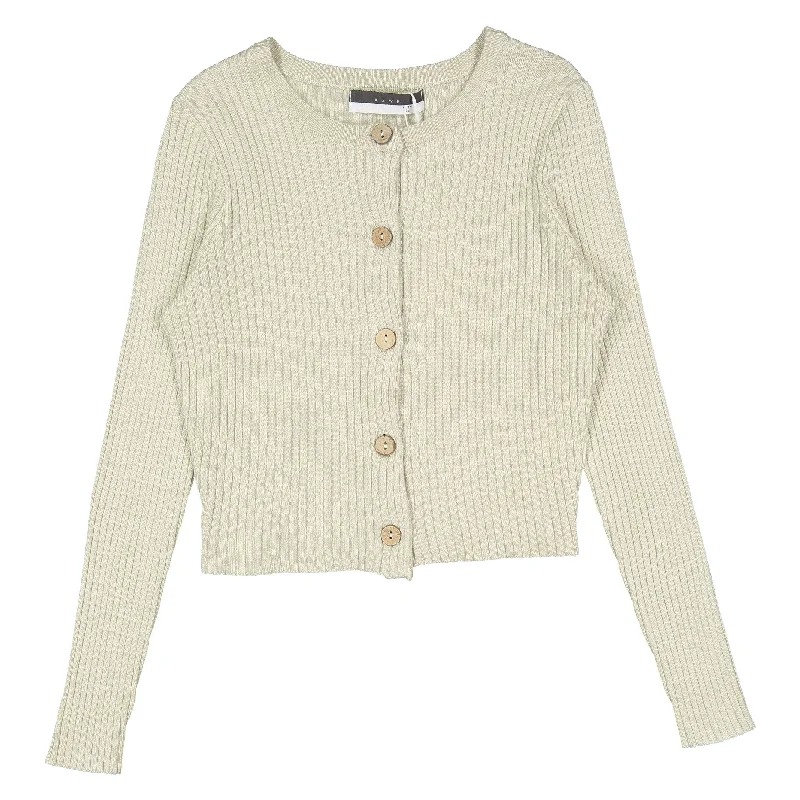 ROWE Beige Rib Knit Cardigan Jersey Fabric Tulle Fabric Batik Fabric