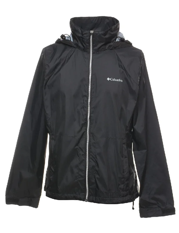 Columbia Hooded Black Zip-Front Nylon Jacket - L Stand-Up Collar Roll-Neck Collar Turtle Neck Columbia Hooded Black Zip-Front Nylon Jacket - L Stand-Up Collar Roll-Neck Collar Turtle Neck