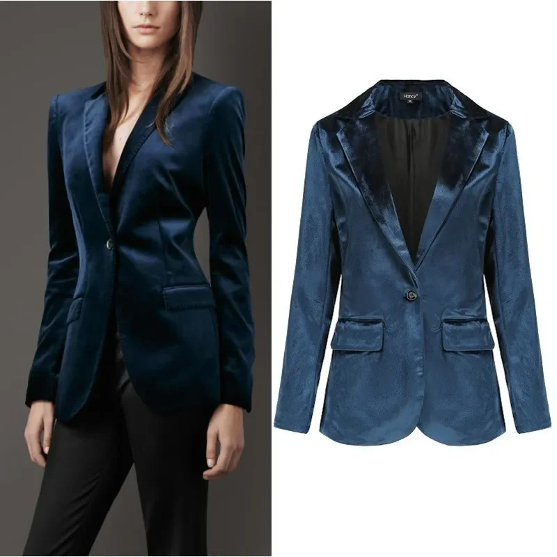 Women Fashion Casual Gold Velvet Long Sleeve Blazer Coat Women's Fashion Blazer
