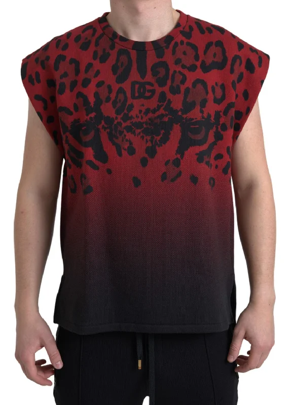 Dolce & Gabbana  Leopard Print Cotton Tank Men's Top white tank top