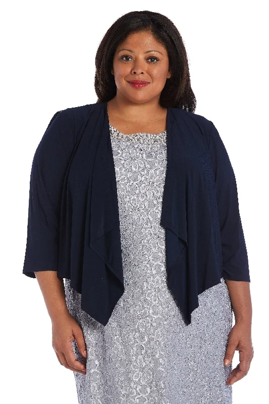 R&M Richards 7894W Long Sleeves Plus Size Open Jacket Zippered Front Buttoned Front Snap Front