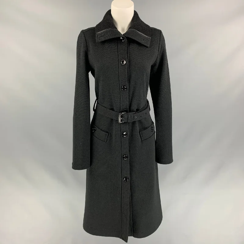 MAX MARA Size M Black Wool &  Acrylic Coat Vent Hem Cuff