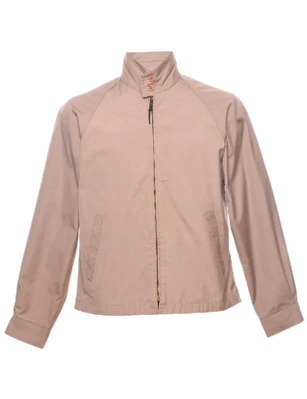 Classic Beige Zip-Front Jacket - M Wool Fabric Cashmere Fabric Tweed Fabric