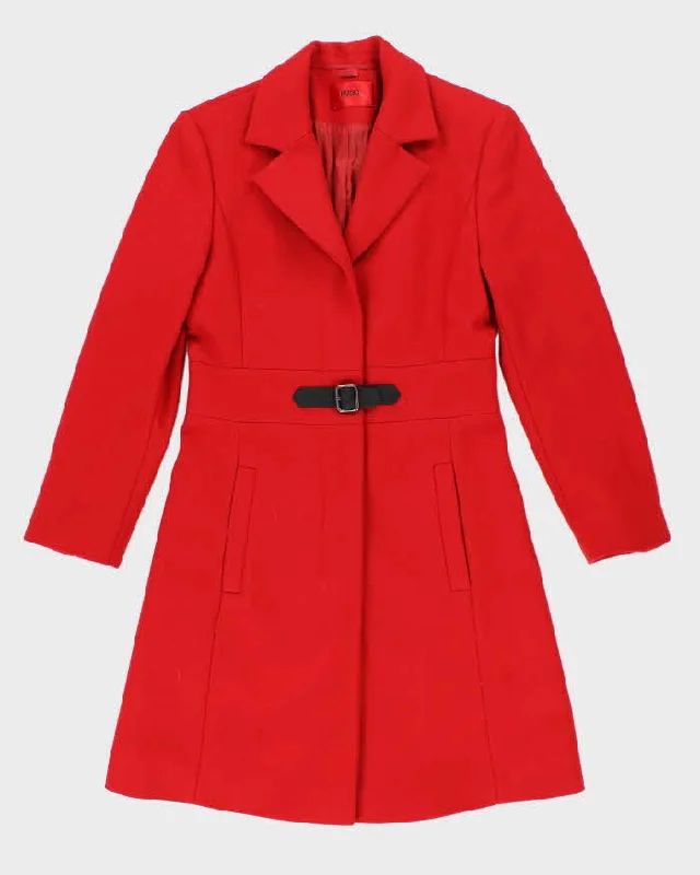 Hugo Boss Red Wool Blend Coat - S Nylon Polyester Spandex